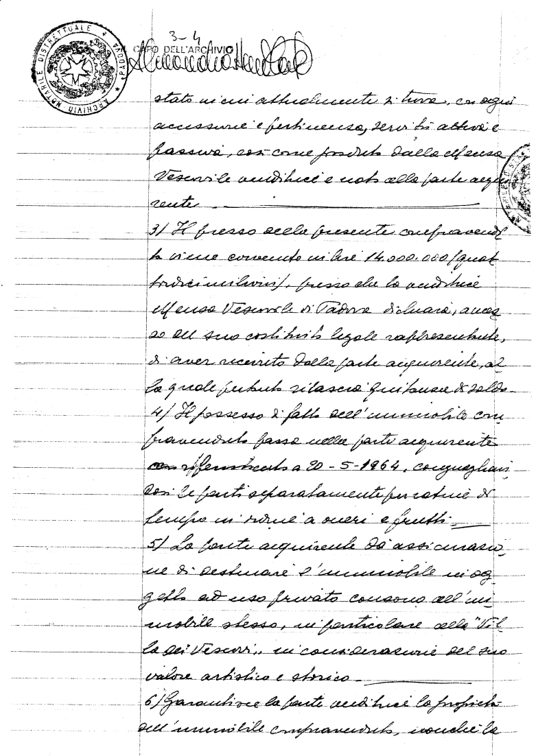 rogito integrale tra Giuliana Olcese e Girolamo Bordignon vescovo di Padova